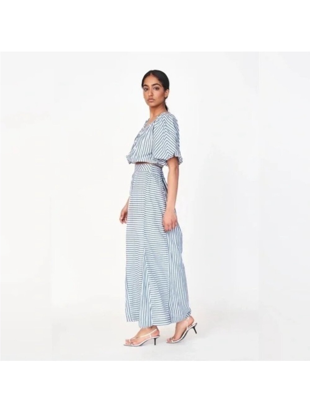 Mirth Striped Blue & White Maxi Skirt - Breezy Summer Style, L